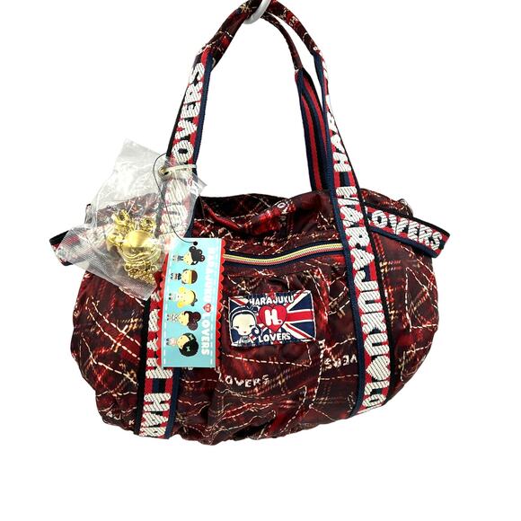 Harajuku Lovers Charming Crossbody Satchel Plaid Jack Print Bag Red - Picture 1 of 11